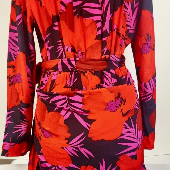 Veronica Beard Red and Pink Floral Dress - Picture 6 of 11